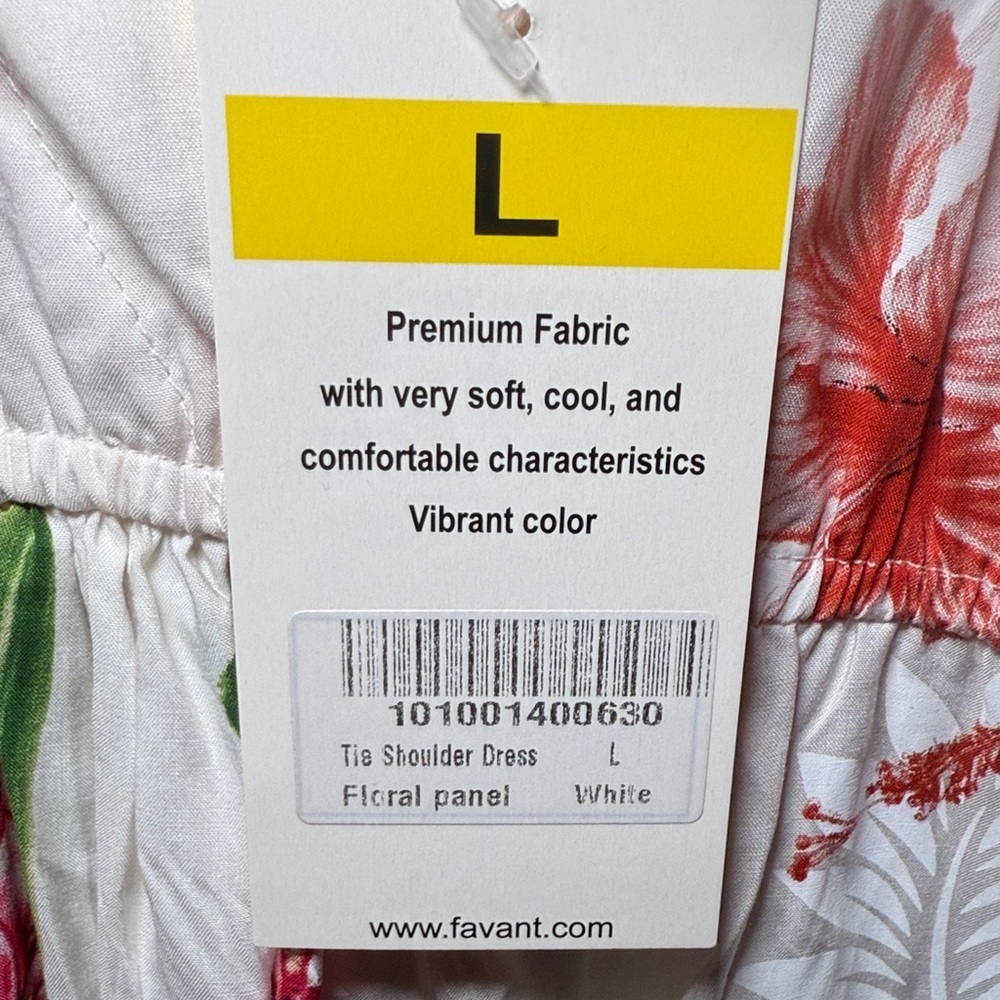 NEW! Favant Women's Hawaiian Floral Plumeria Tie Shoulder Dress Large - Picture 7 of 11